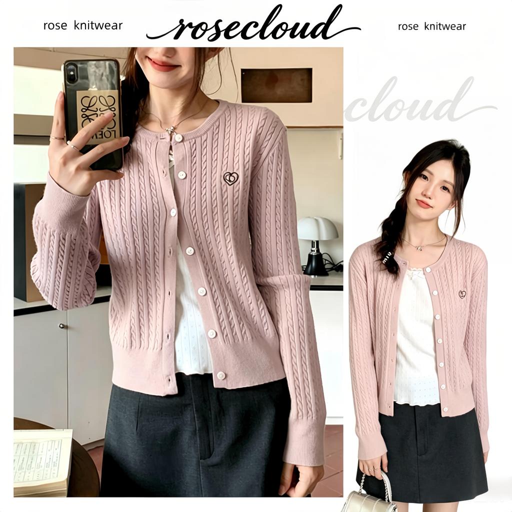 🌟rosecloud🌟เสื้อคลุมถักผู้หญิงสีสันลูกกวาด เนื้อผ้าคุณภาพสูง สไตล์ลำลอง จับคู่ได้ทุกชุด