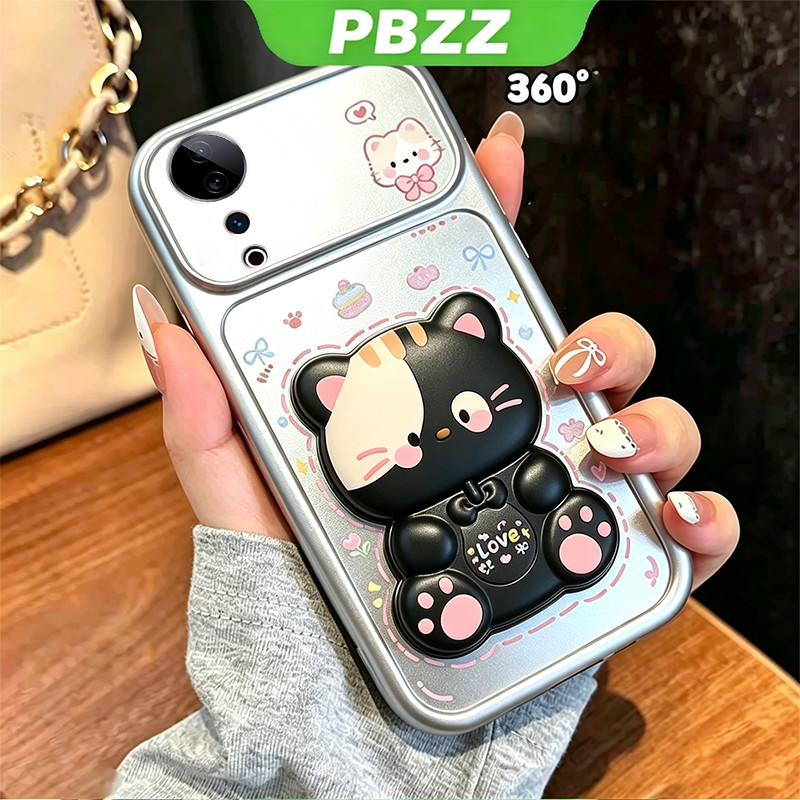 สําหรับ VIVO V40 V50 V60 v60e V70 fe PRO V70E LITE V40 v50 5g โทรศัพท์กรณี Softcase ซิลิโคนกันกระแทกใหม่ออกแบบความงามพร้อมผู้ถือน่ารักสีดําสําหรับชาย DSCMMZJ1