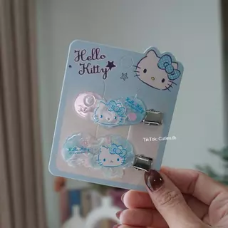 [แท้100%] Sanrio Seashells กิ๊บติดผมคิตตี้ Kitty ตีมทะเล มีรูปเปลือกหอย ปลาดาว โทนสีฟ้าพาสเทล ลิขสิทธิ์แท้ มีHologram