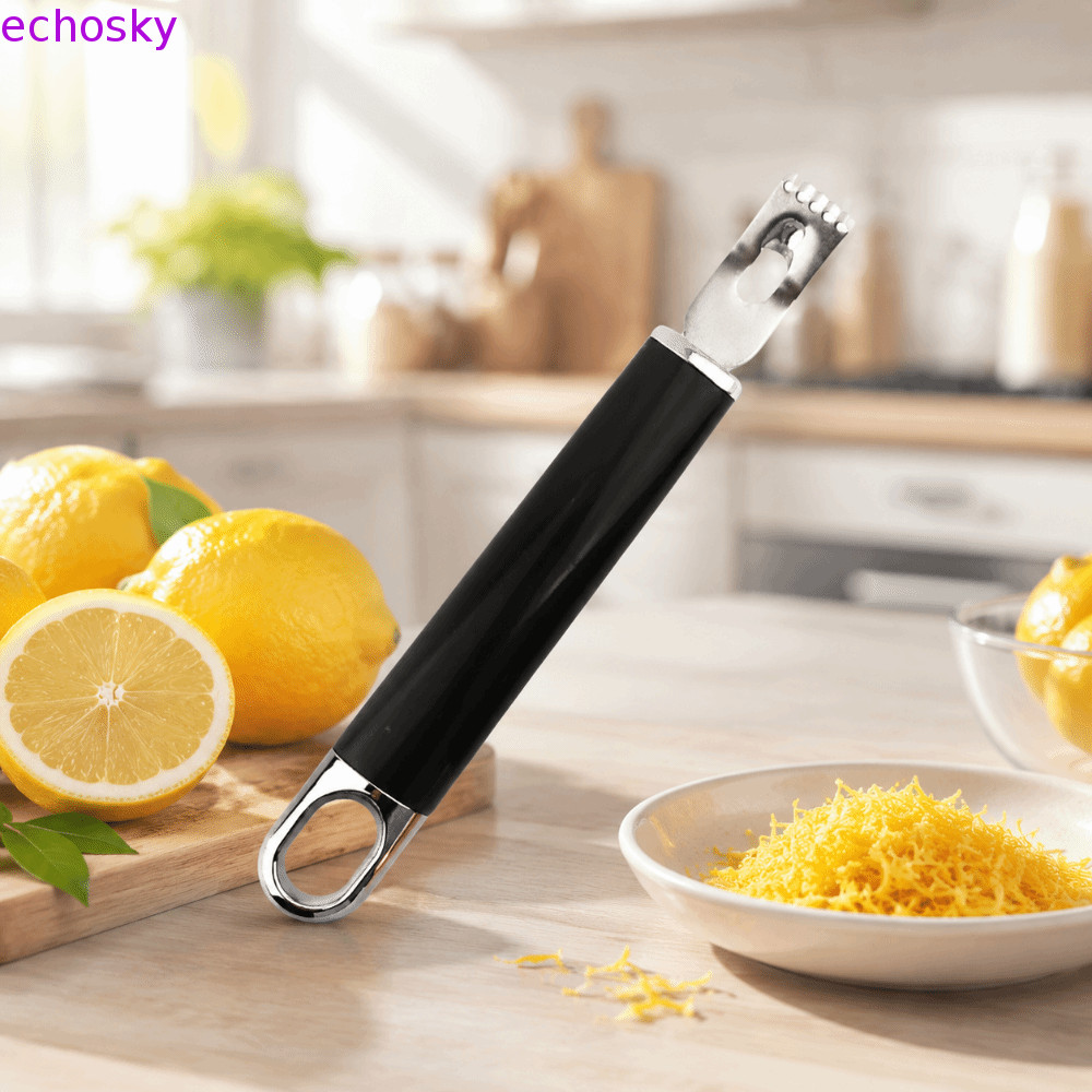 ECHOSKY เครื่องขูดผลไม้ซิตรัส, คู่มือกันสนิมมะนาว Zester, ครัวเรือนแขวนสแตนเลสทําความสะอาดง่ายช็อกโก