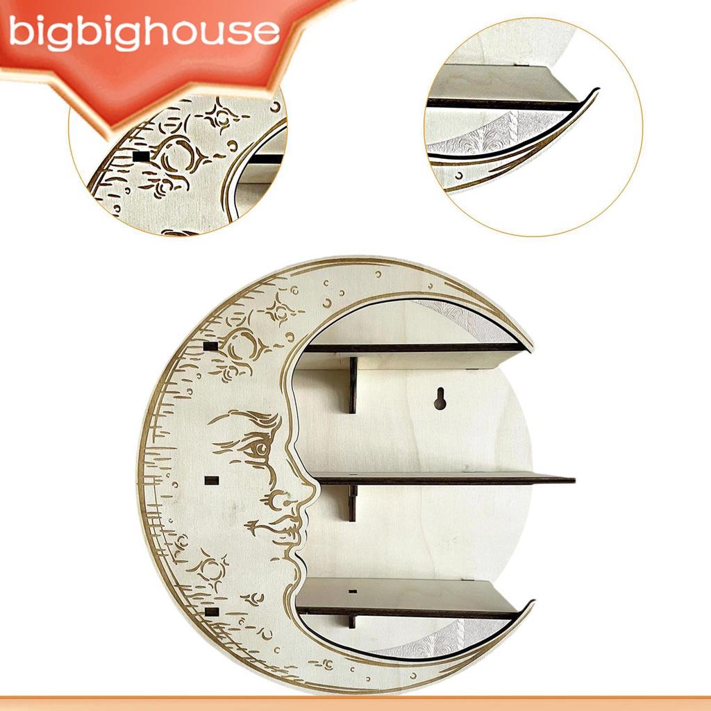 Warm And Cozy Home Space Wooden Moon Wall Decor พร้อมชั้นเก็บของ Creating Warm And Cozy Home