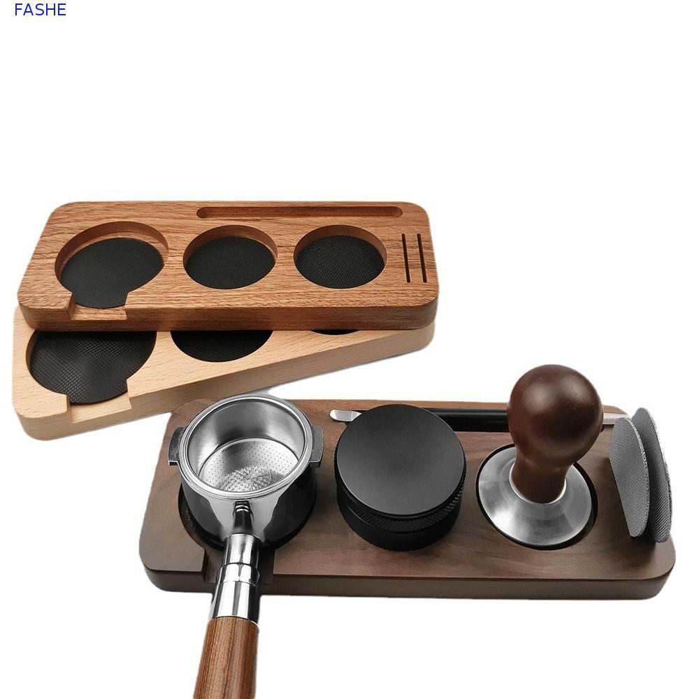 FASHE สถานีจับกาแฟ,ไม้ 51/58 มม.Tamping Station Holder,มัลติฟังก์ชั่ 3 Slot Anti-Slip Base Reusable 