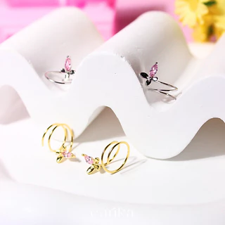 earika.earrings - butterfly kisses collection ต่างหูผีเสื้อห้อยประดับเพชรก้านเงินแท้ชุบทองคำขาว/ทอง ผิวแพ้ง่ายใส่ได้