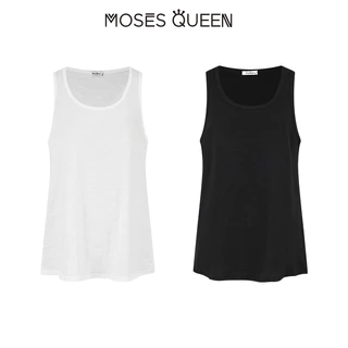 MOSESQUEEN โมเสส ราชินี ทองท็อปดีไซน์แขนกุดสีขาวและทรงหลวมสําหรับผู้หญิงเหมาะกับเลเยอร์เป็นการตัดเย็บด้านในหรือใส่เดี่ยวเป็นเสื้อตัวหลวมใส่สบาย #63932