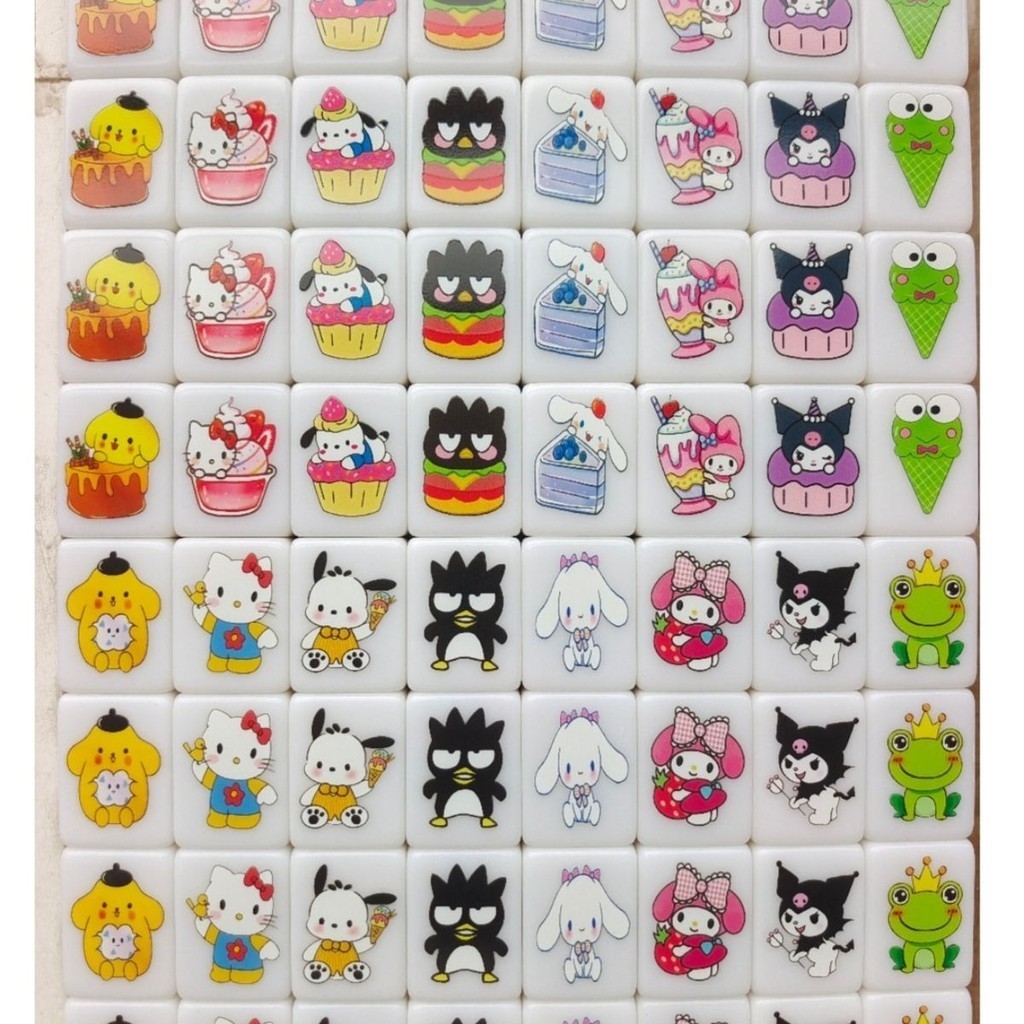Mahjong Push Puzzle Board Game Sanrio การ์ตูนน่ารักปาร์ตี้ครอบครัวไพ่นกกระจอก Push Push