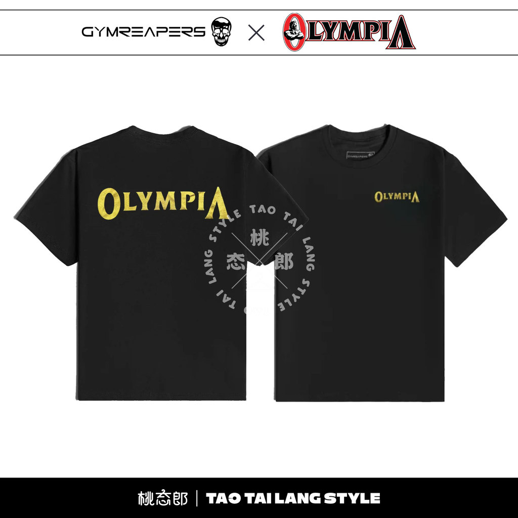 ReadystockGym Gold Olympia Basic Tee เสื้อยืดครึ่งแขนสําหรับชายออกกําลังกายผ้าฝ้าย 100% เสื้อยืดขนาด