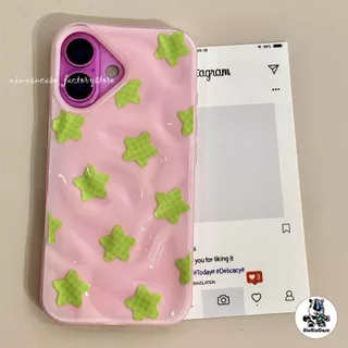 เคสไอโฟน 17 11 15 สำหรับ iPhone 16 13 11 15 14 12 Pro Max 15 14 16 7 8 Plus XR X XS Case ผ้าคลุมระบายลายคลื่นดาวน้อยสด