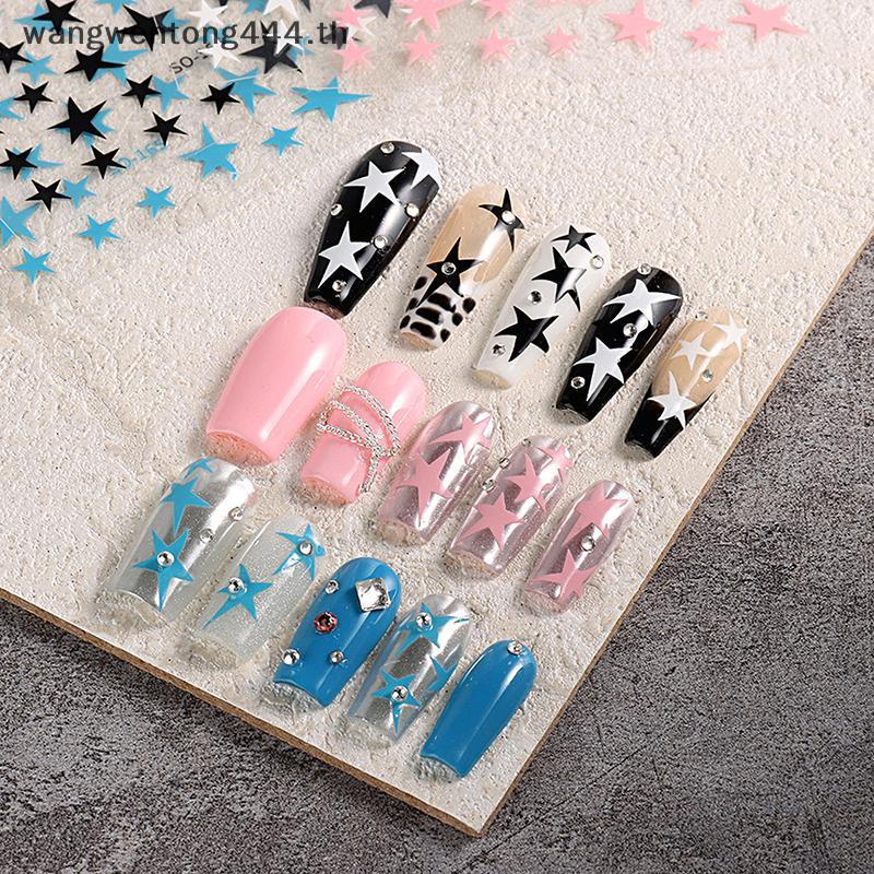 [ TH Fashion ] 3D Y2K Star Nail Art Stier Self-Adhesive Pentagram Stars Nail Design สําหรับผู้หญิงสา