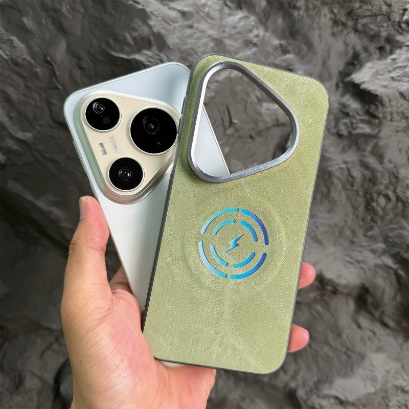 Denim เคสโทรศัพท์แม่เหล็กสําหรับHUAWEI Pura 90 Pro max P80 Ultra/Proแฟชั่นเลเซอร์ฝาครอบป้องกันTPU soft Edge Shellด้านข้างAnti SlipและAnti fall Shell