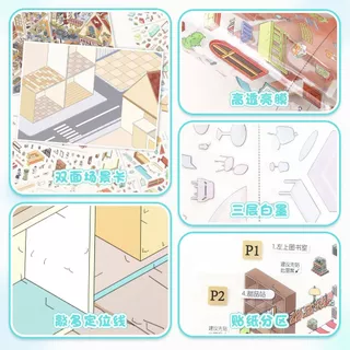 Idako [Art Blue 170.0] 4 ชิ้นขนาดใหญ่สติกเกอร์ภูมิทัศน์รหัสสินค้า Street View 3d Miniature diy Decompression SS061