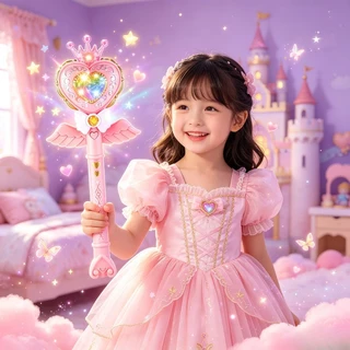 ไม้กายสิทธิ์เจ้าหญิง มีแสงเรืองแสง ของเล่นเจ้าหญิงสวยๆ Princess Magic Wand Glowing Light Up Fairy Scepter Toy