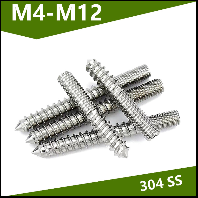 {{{2.LMF}}SUS304 สกรูแตะตัวเองปลายคู่ M4-M12 สําหรับเฟอร์นิเจอร์