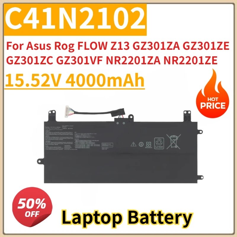 ใหม่เปลี่ยนแบตเตอรี่แล็ปท็อป 4000mAh C41N2102 สําหรับ Asus Rog FLOW Z13 GZ301ZA GZ301ZE GZ301ZC GZ30