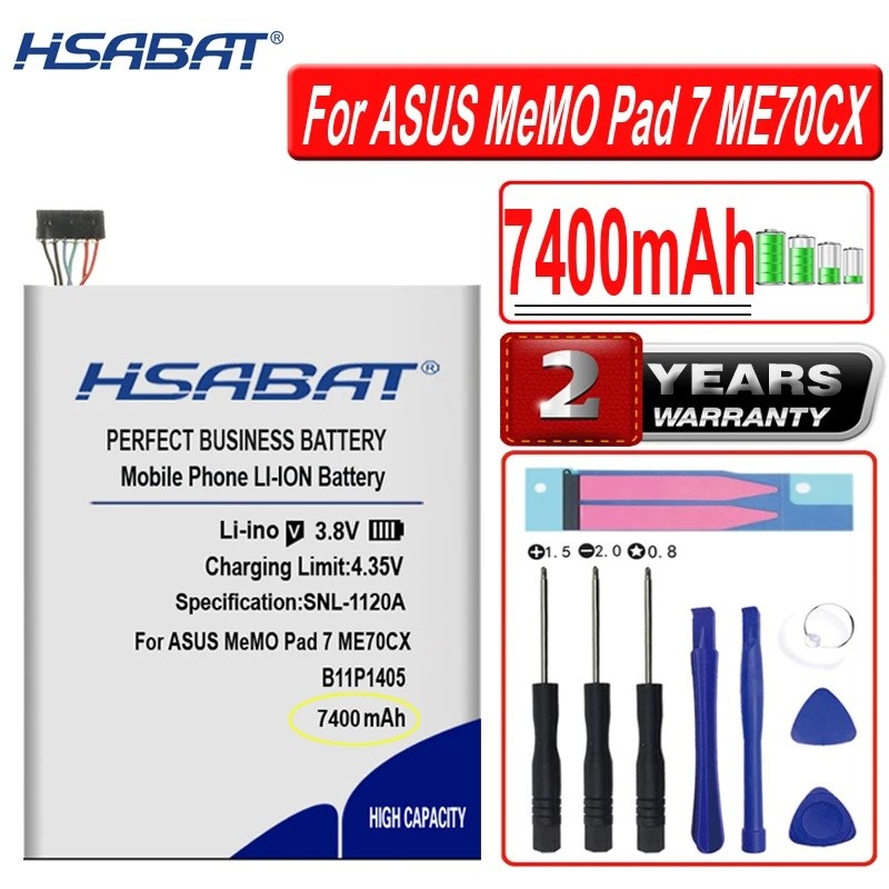 HSABAT 7400mAh B11P1405 แบตเตอรี่ความจุสูงสําหรับ ASUS MeMO Pad 7 ME70CX K01A