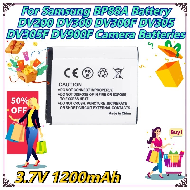 3.7V 1200mAh สําหรับ Samsung BP88A แบตเตอรี่ DV200 DV300 DV300F DV305 DV305F DV900F แบตเตอรี่กล้อง