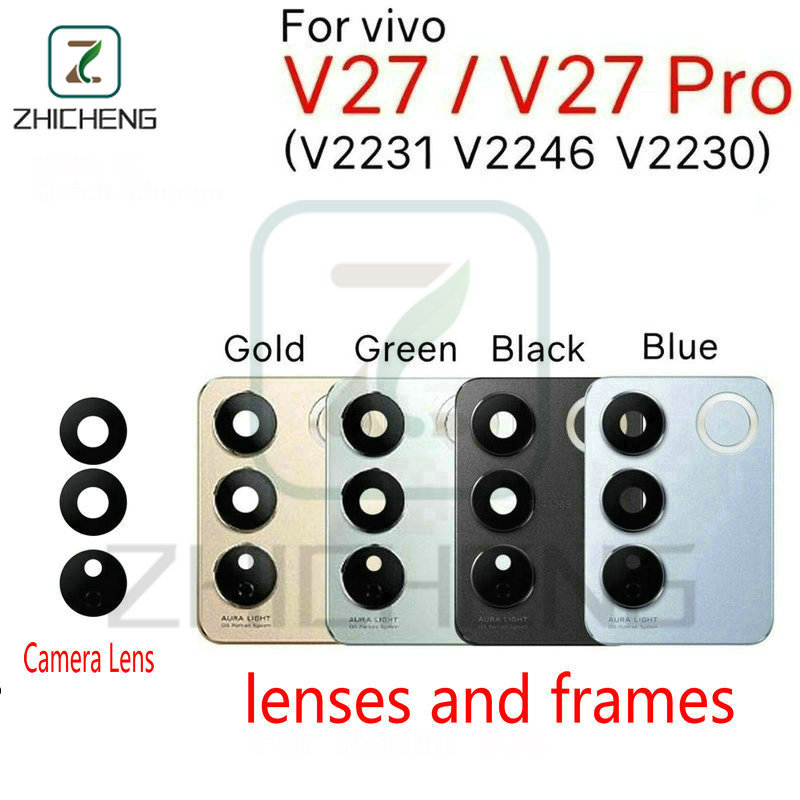สําหรับ vivo V27 V27 Pro V2231 V2246 V2230 ฝาครอบกล้องหลักพร้อมกรอบ Bezel เปลี่ยนกล้องด้านหลังกระจกเ