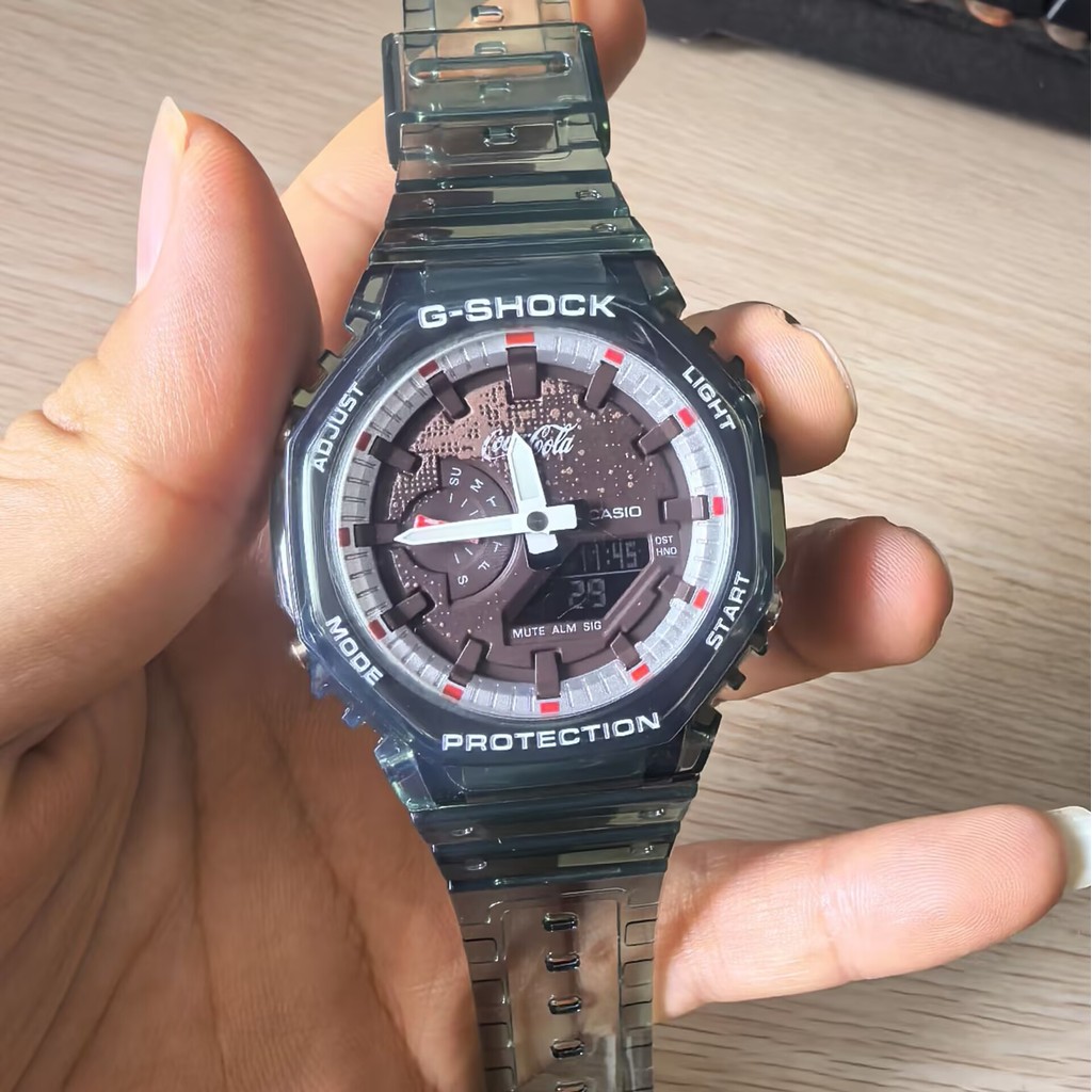 เหมาะสําหรับ GShock x Coca-Cola แปดเหลี่ยม Oak GA-2100CC-3A h แฟชั่นดิจิตอลกีฬา Led ผู้หญิงผู้ชายนาฬ