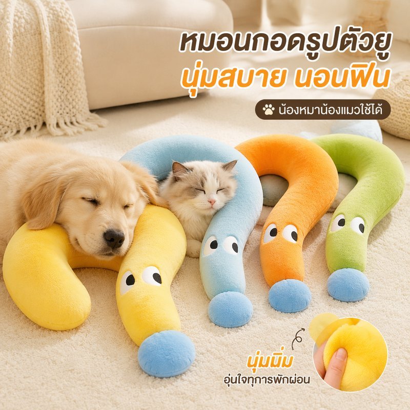 หมอนรองคอสัตว์เลี้ยง หมอนรองคางแมวสุนัข ถอดซักได้ ผ้าฝ้าย นุ่ม สําหรับนอนในบ้าน