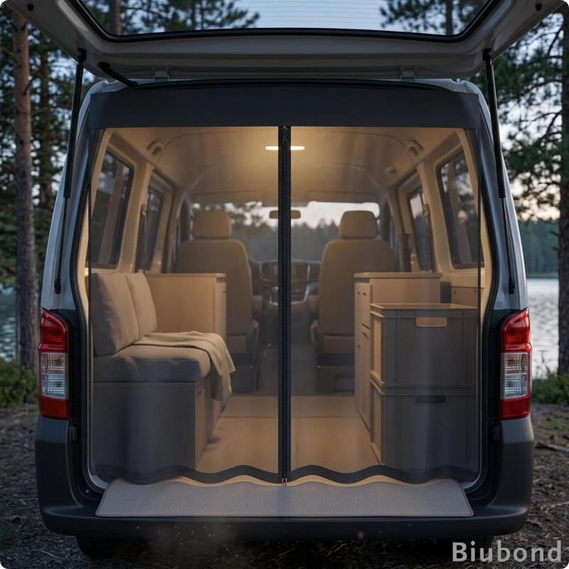 [Biubond] RV หน้าจอประตูด้านหลังซิป Travel Trailer Screen Door 130CM X 100CM