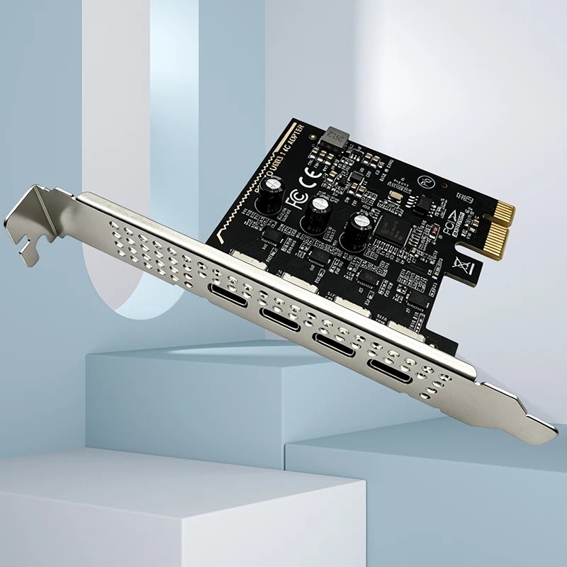 PCIe X1 ถึง 4 พอร์ต Type-C การ์ดขยาย USB 3.1 Gen1 5Gbps PCI Express อะแดปเตอร์ USB C PCI-E Type C Hub Riser การ์ดสําหรับเดสก์ท็อปพีซี