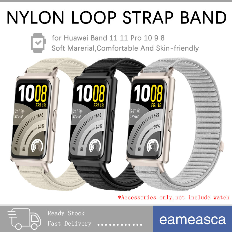 สายรัดแบบลูปไนลอน for Huawei Band 11/11 Pro สายคล้องนิ้วแบบระบายอากาศ for Huawei Band 10 9 8 NFC