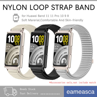 สายรัดแบบลูปไนลอน for Huawei Band 11/11 Pro สายคล้องนิ้วแบบระบายอากาศ for Huawei Band 10 9 8 NFC