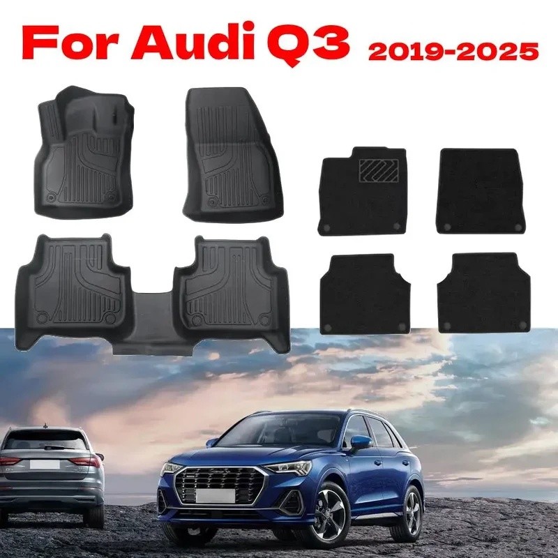 YyyTPE สําหรับ Audi Q3 2019-2025 Auto ภายใน Duty กันน้ําลื่นพรม Protector เครื่องมือเท้าสําหรับ Audi