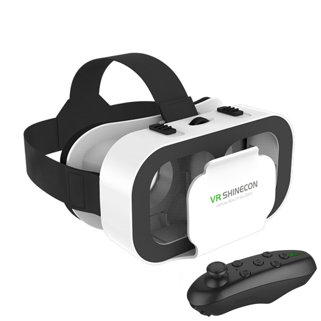 Shinecon VR แว่นตา 3D ชุดหูฟังเสมือนจริงอุปกรณ์หมวกกันน็อคแว่นตาเลนส์สมาร์ทโฟนมือถือโทรศัพท์มือถือ Realidade Viar ตัวควบคุมเกมภาพยนตร์วิดีโอแสดงแว่นตา Viewer