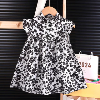 【สินค้าพร้อมส่ง】 ชุดเดรสเด็กผู้หญิงแขนกุดลายดอกไม้ ชุดเดรสแขนพองสำหรับเด็กผู้หญิง อายุ 1-4 ปี สำหรับฤดูร้อน 【GoodRich】
