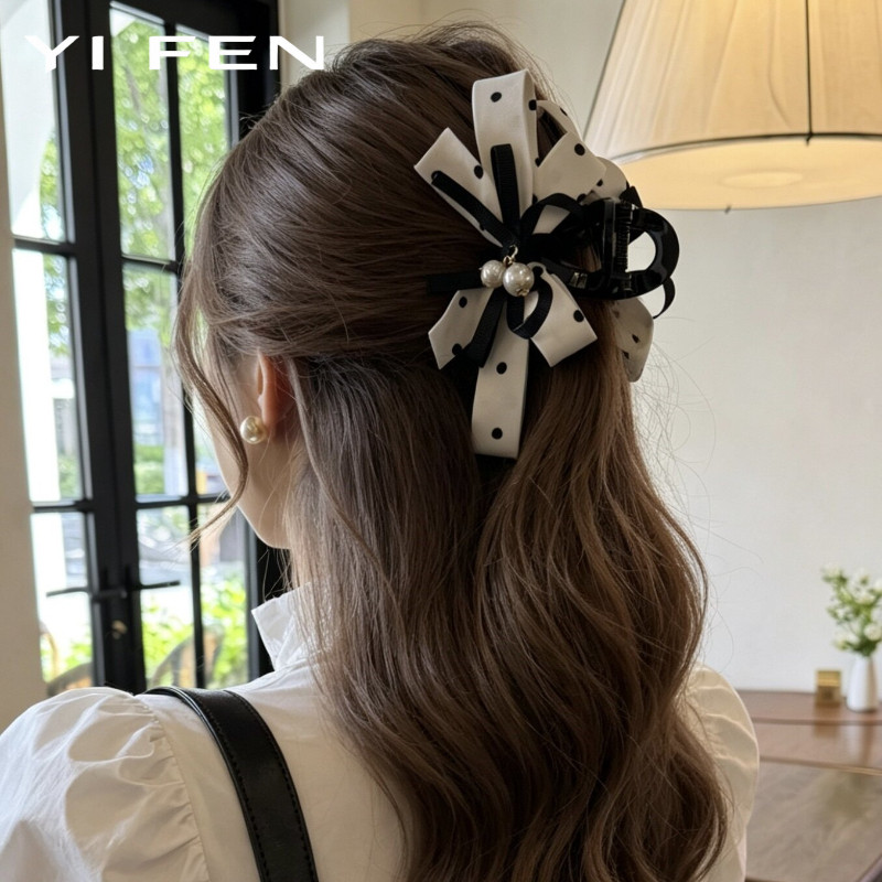 YIFEN เครื่องประดับผมเกาหลีหญิง High-End Bow กิ๊บติดผม Shark คลิปผมคว้า Headdress
