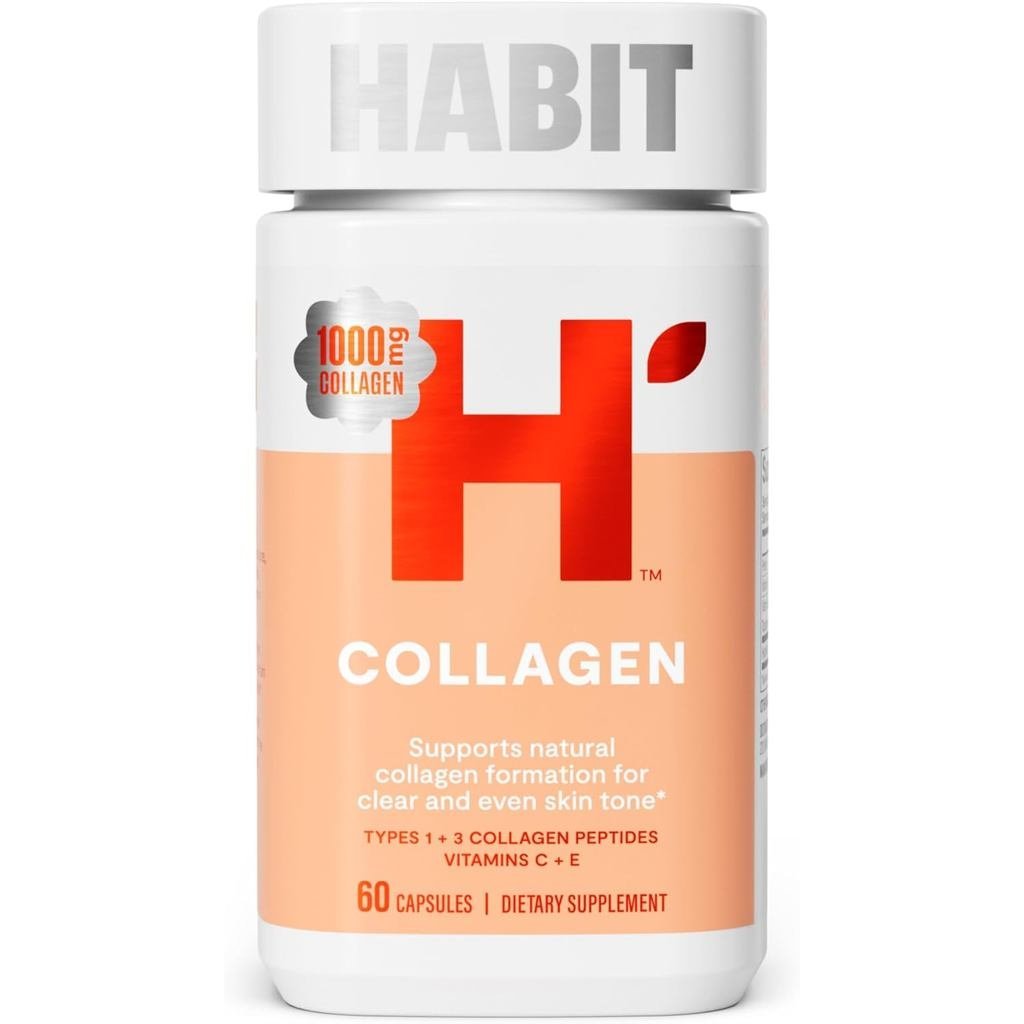 Habit Collagen (60 แคปซูล) โฉมใหม่ 2000 มก. คอลลาเจนเปปไทด์ C & E Skin Health Antioxidants NonGMO Gl