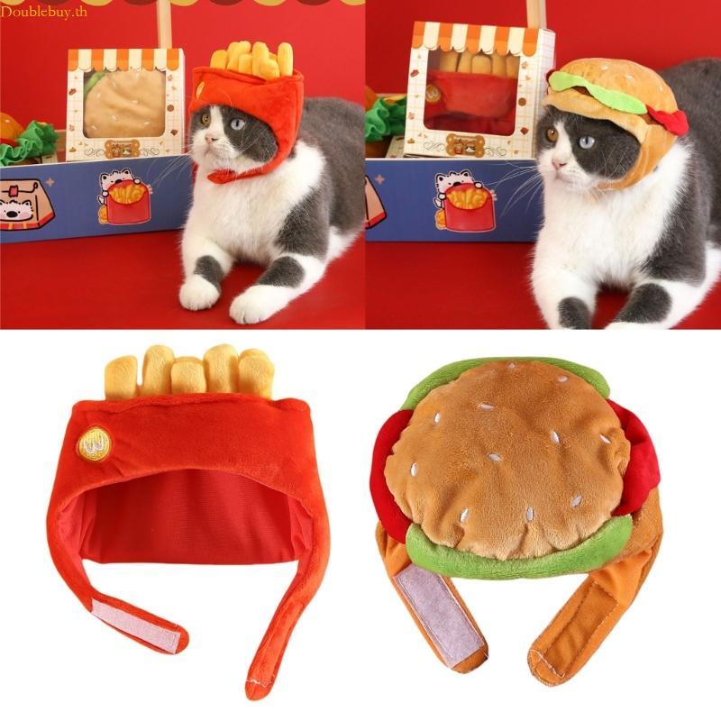 Doublebuy Warm Plush Pet Hamburger Hat Dog Ear Protective Cartoon Hat for Varietys