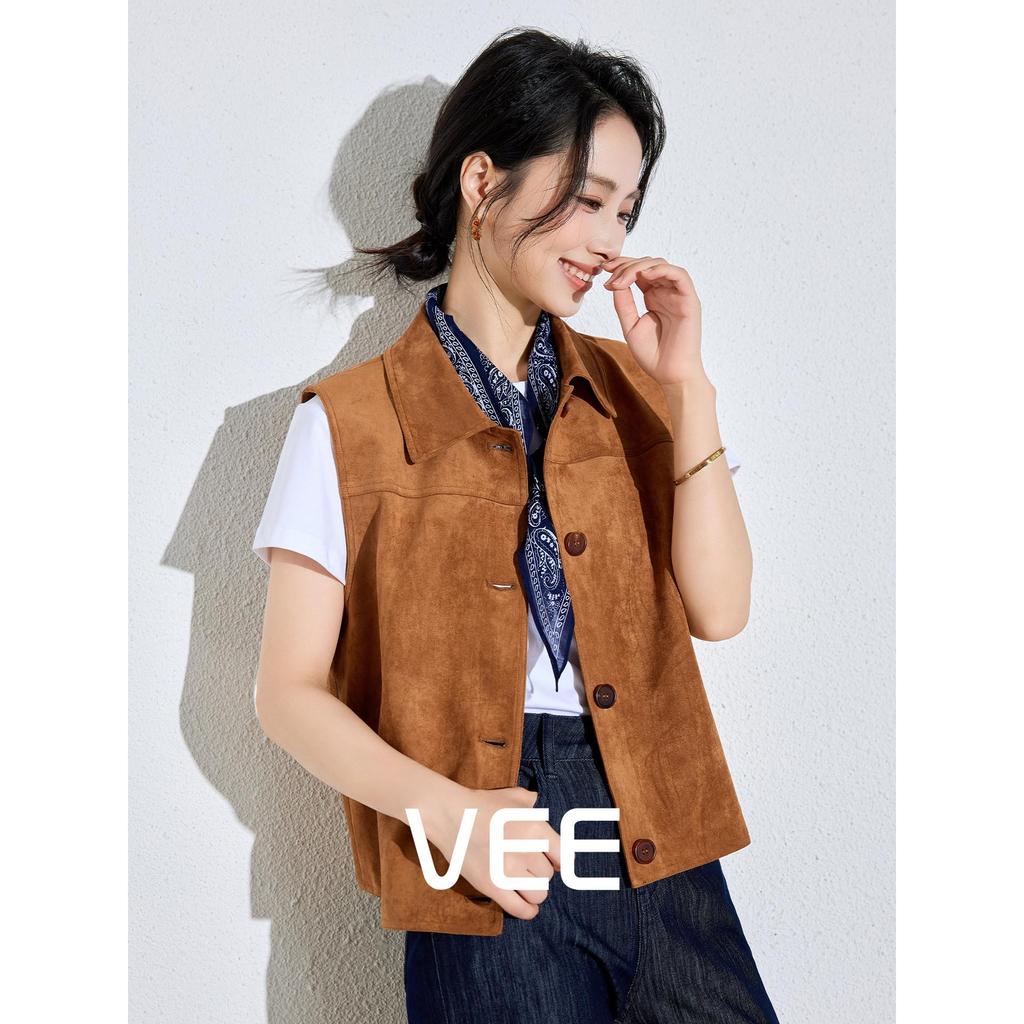 [Magic Vest] เสื้อแจ็คเก็ตเสื้อกั๊กปก Suede All-Match