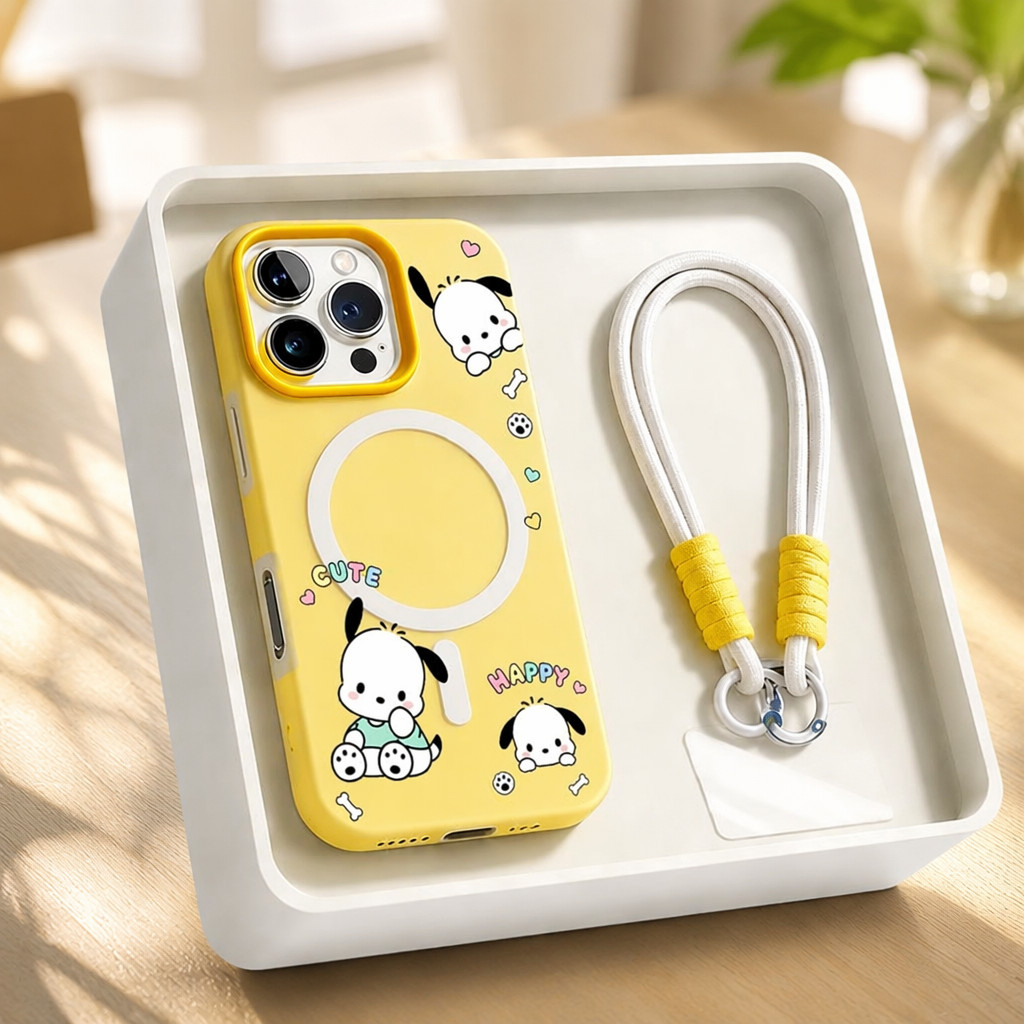 เคสไอโฟน เคส iphone เคสเจลลี่แม่เหล็ก พร้อมสายคล้อง สีพาสเทล ลายน่ารัก ขอบกล้องสูง iPhone 11 13 15 16 17 HHGDCXK125