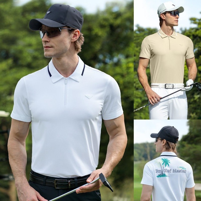 เสื้อโปโลผู้ชาย PGM2026 สำหรับกอล์ฟ แขนสั้น แห้งเร็ว คอปก สำหรับฤดูร้อน
