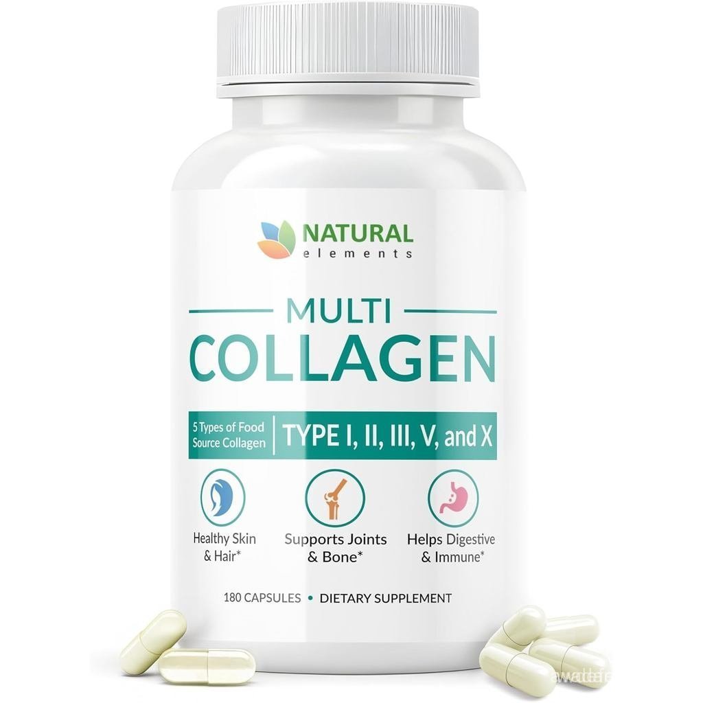 Multi Collagen 180 Protein Capsules - Type I, II, III, V, Collagen Pills - Proprament Blend Eggshell