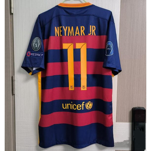 เสื้อฟุตบอลบาร์เซโลนาวินเทจ Neymar 11 10 Messi Home Jersey 2015/2016