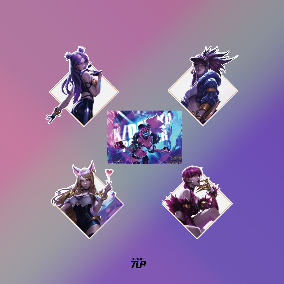 TLP Set Stickers KDA Girl Group Arikasa Akali Evelyn POPSTARS สติ๊กเกอร์เกม