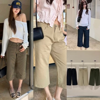 ❤ 🧵 🇰🇷 W10351 กางเกงยีนส์ทรงกระบอก ขา 5 ส่วน ทรงสวยเก็บหุ่น ใส่แล้วดูสูง ขายาว แมทช์กับเสื้อยืด แฟชั่นเกาหลี TAG WG.WE 🧡