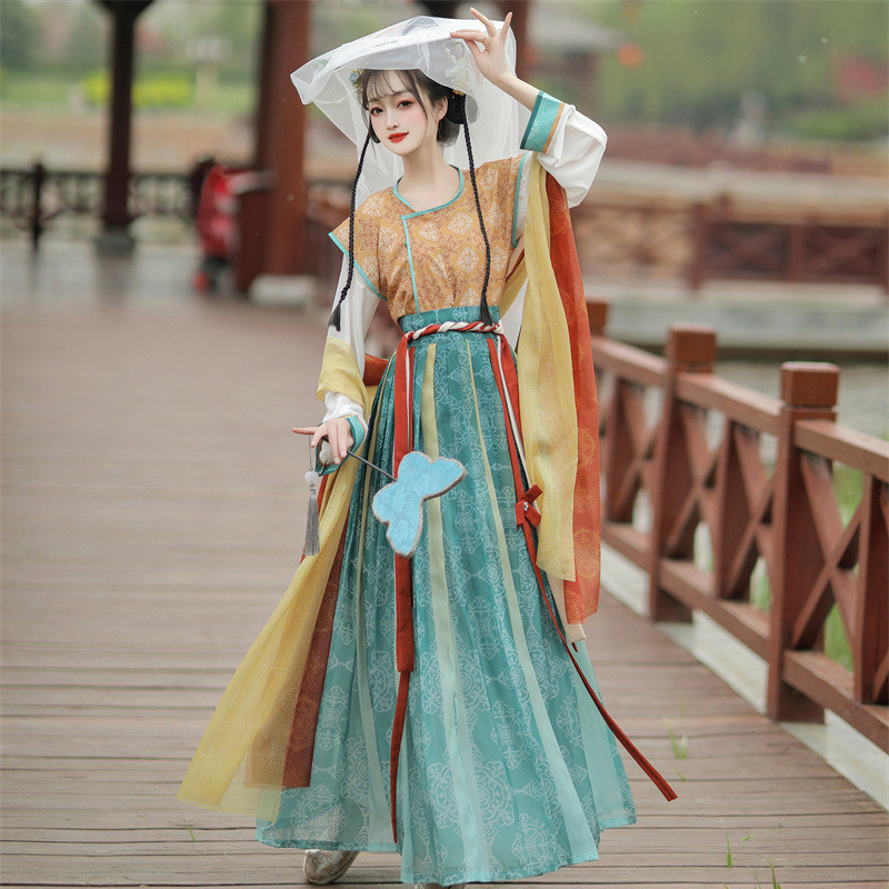 T Tang Made Hanfu ผู้หญิงเต้านมความยาวเสื้อ Qi Han องค์ประกอบ Fairy สไตล์ Tang Yuzi ทุกวัน