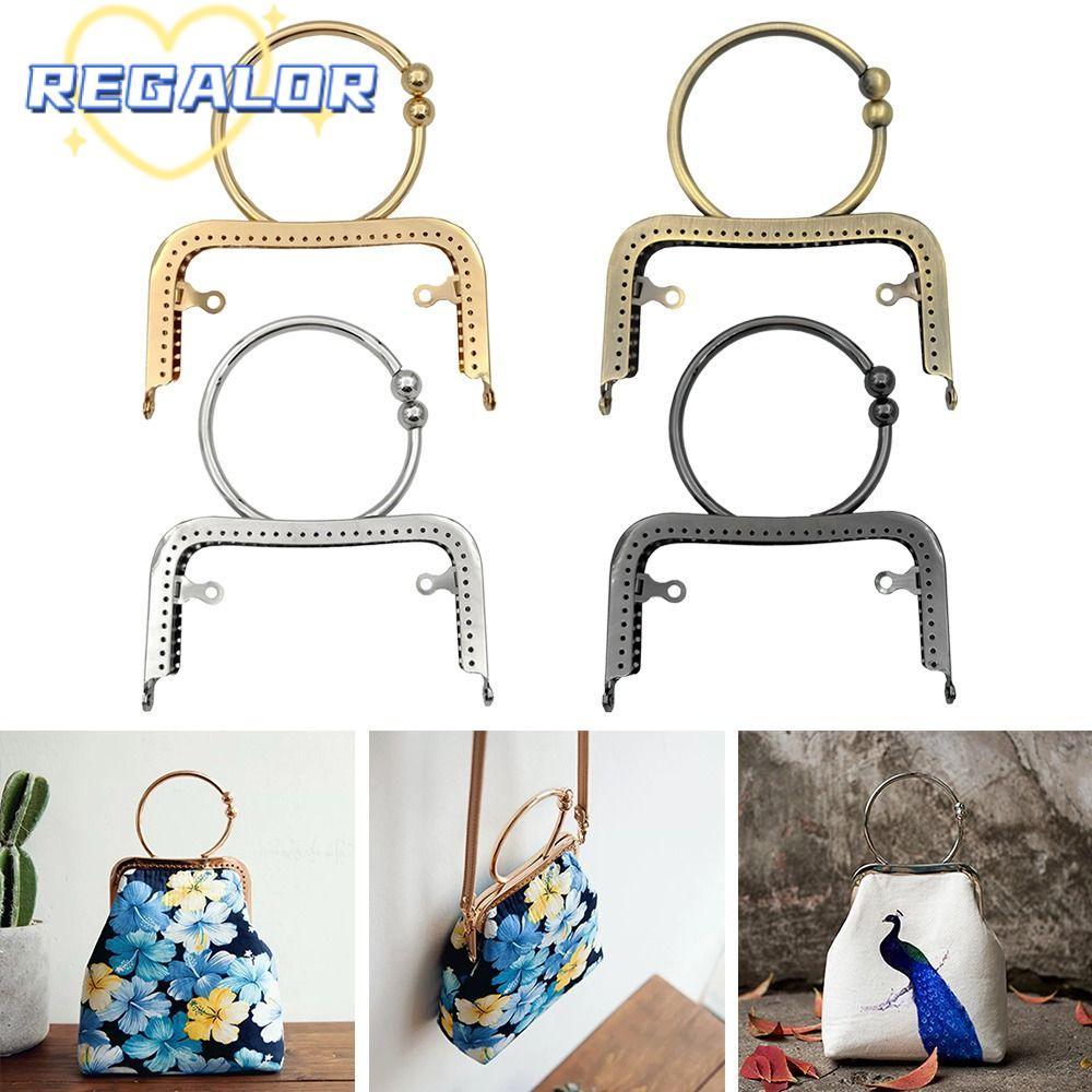 REGALOR0G Purse Frame Kiss Clasp, Vintage Bag Hardware Purse Frame, Mini Metal Purse Frame Bag Makin