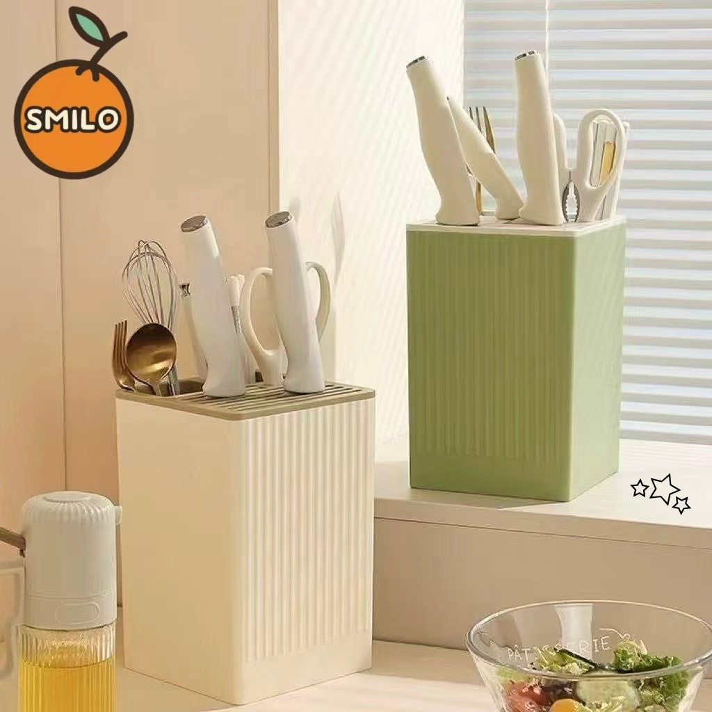 SMILO ที่คว่ำจาน ที่ใส่มีดทำครัว ห้องครัว ที่ใส่มีด ที่เสียบมีด  ผู้ถือมีดสไตล์มินิมอล ชั้นวางเคาน์เตอร์ครัว
