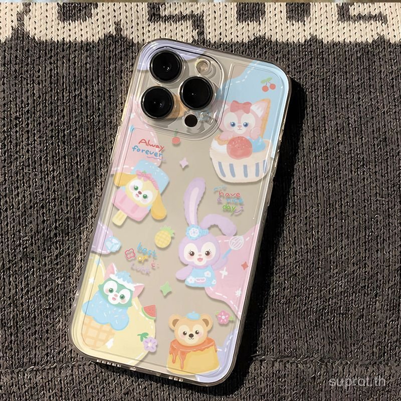 โปร่งใสโปร่งใสเคสโทรศัพท์ขนมหวานสัตว์เหมาะสําหรับ iPhone 16promax 16 17 pro xr xs 13promax 13 12 11 