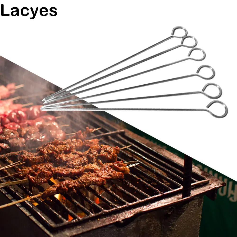 LAYES 20 ชิ้นเข็มห่านย่าง, 20/25/30 ซม.Kabob Skewers สแตนเลสบาร์บีคิว Skewers, BBQ เครื่องมือ Ringed