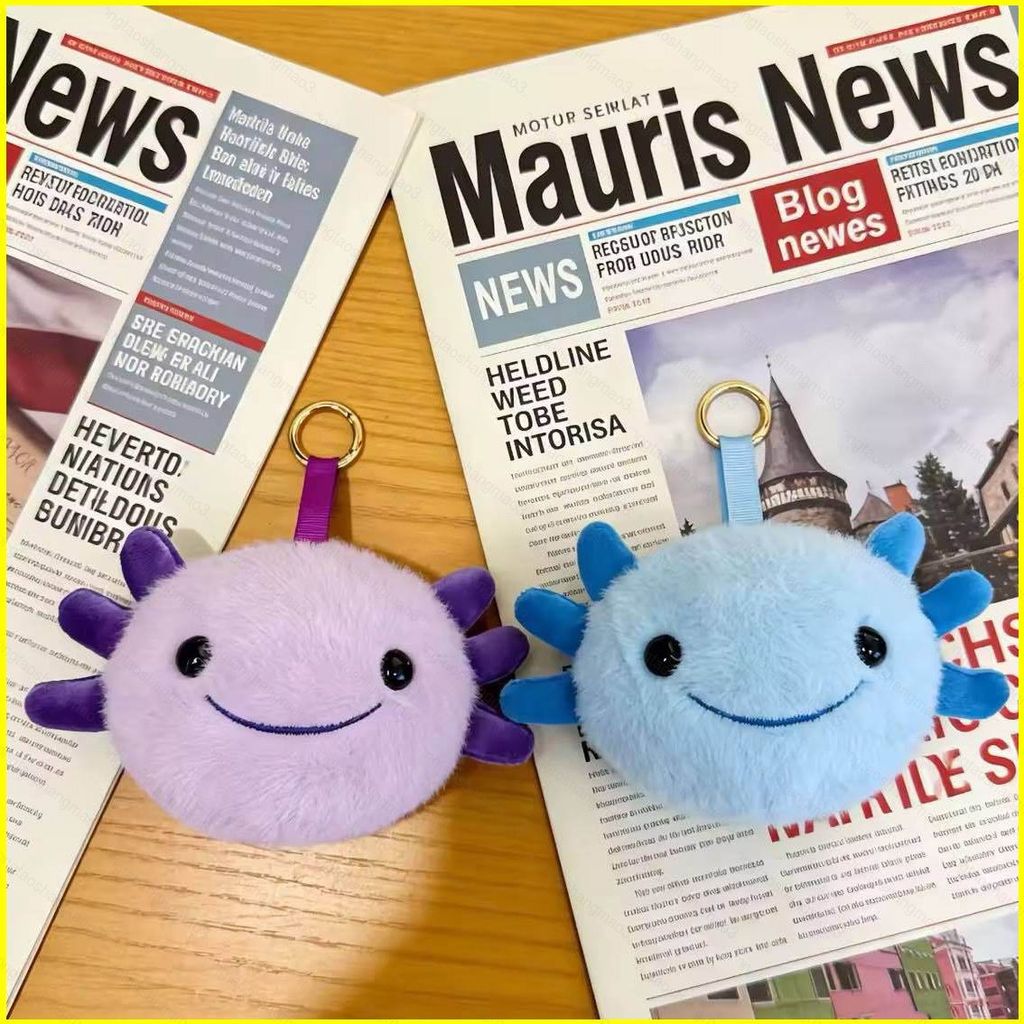 น่ารัก Axolotl พวงกุญแจตุ๊กตาปุยสีพาสเทลยัดไส้ของเล่น Plushie กระเป๋า Charm