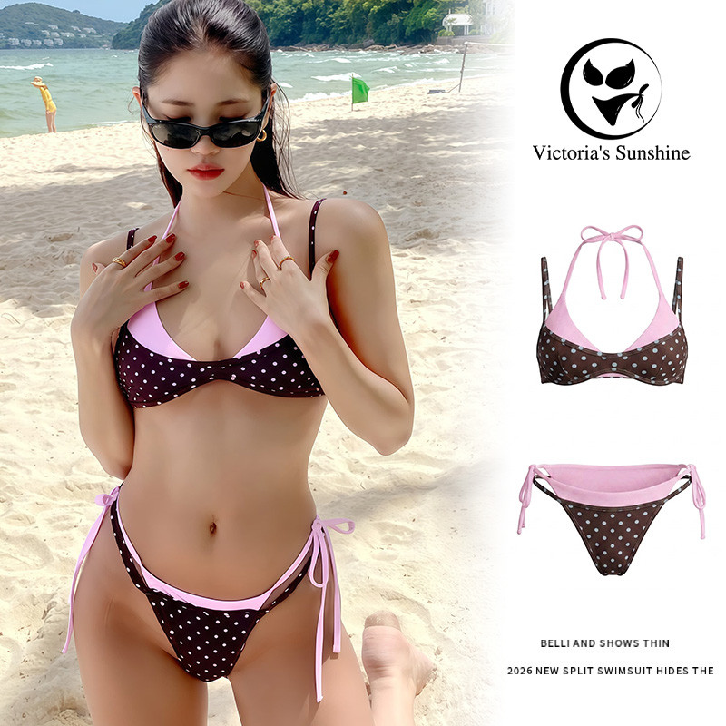 ชุดว่ายน้ำ bikini ทูพีช บิกินี่ลายจุด เว้าหลัง sexy สไตล์ฤดูร้อนใหม่ เที่ยวทะเล#1226