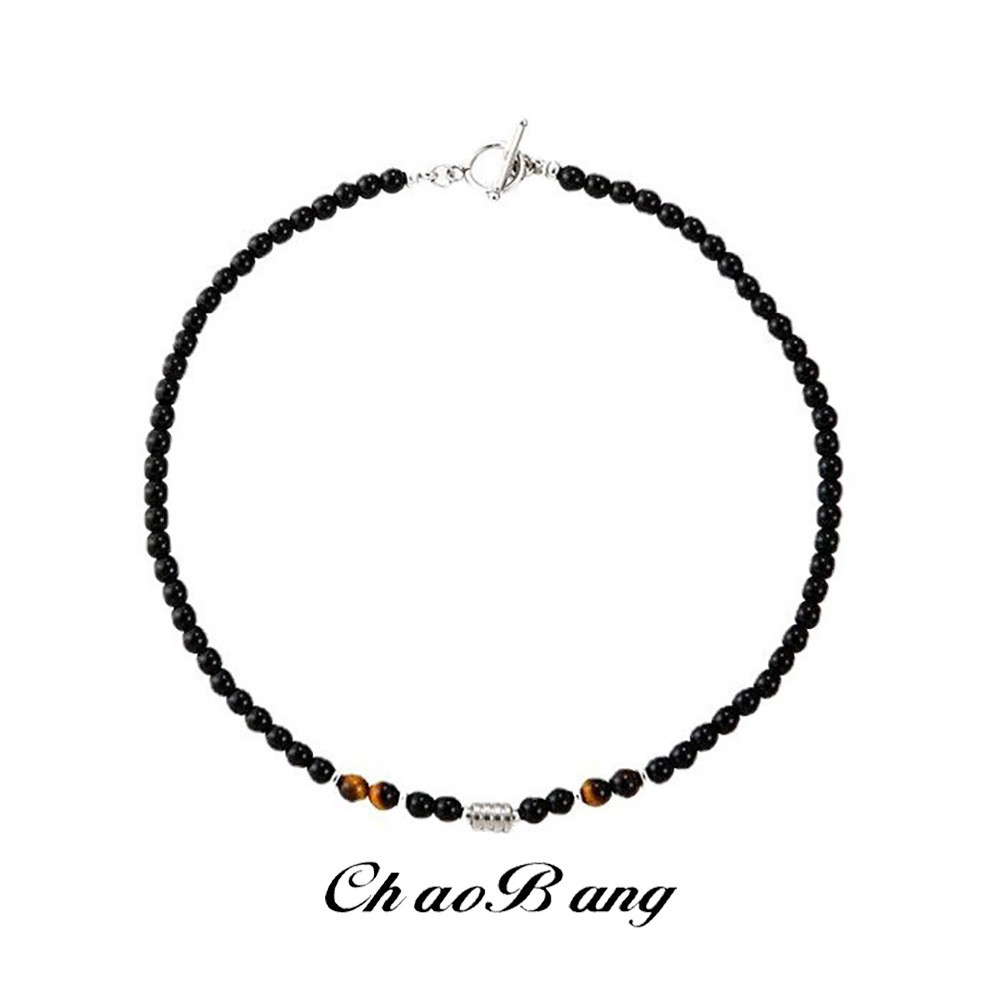 Obsidianสร้อยคอผู้ชายออกแบบที่เรียบง่ายลูกปัดผู้ชาย Retro Transfer ลูกปัด Hip Hop แฟชั่นเครื่องประดั
