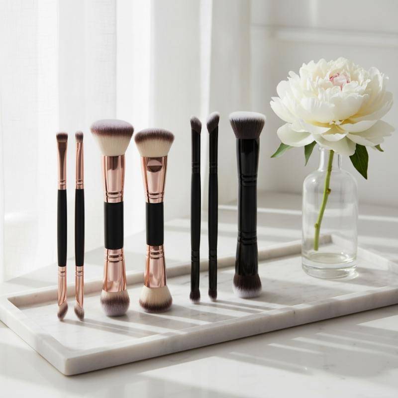 BSBL 4 ชิ้นแบบพกพา Dual Ended แปรงแต่งหน้า Non-shedding Foundation Blush คอนซีลเลอร์ Loose Powder Br