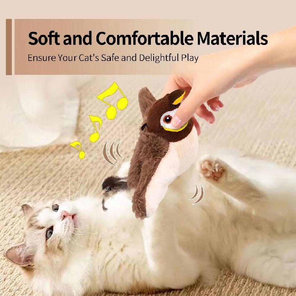 Flapping Bird ของเล่นแมว Interactive Chirping Bird Cat Wings ของเล่นนกกระพงของเล่น Flying D0o3