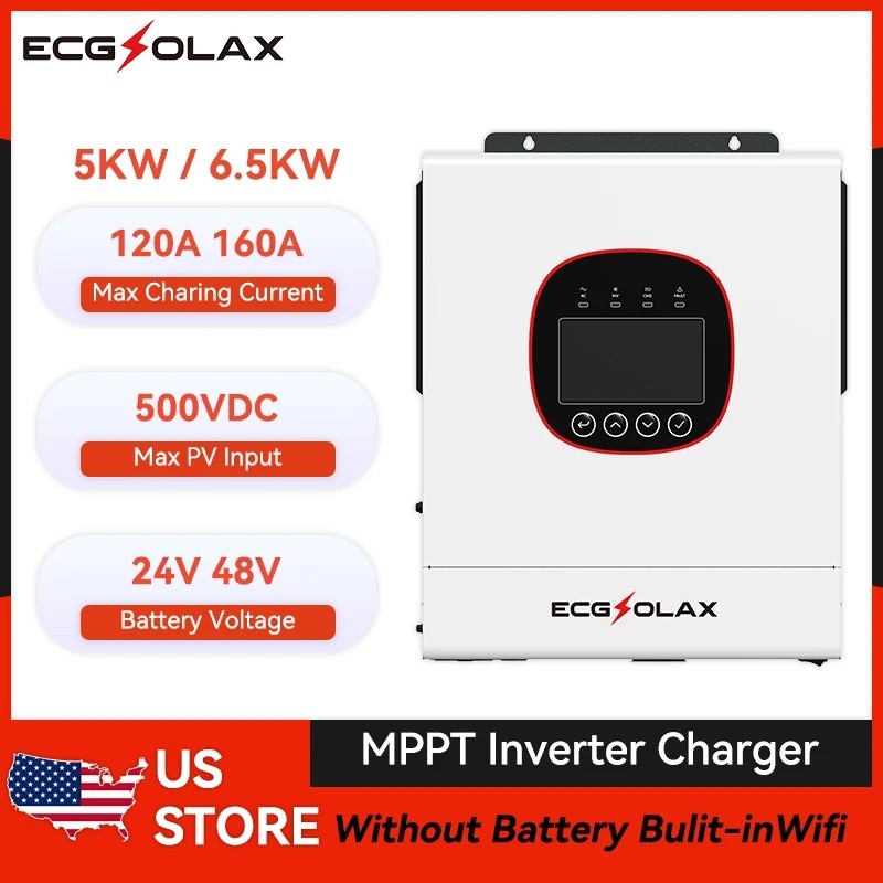 S7KS ECGSOLAX 5KW 6.5KW Solar Hybrid อินเวอร์เตอร์ 24V 48V Single-phase 230Vac พร้อม MPPT 120A 160A 